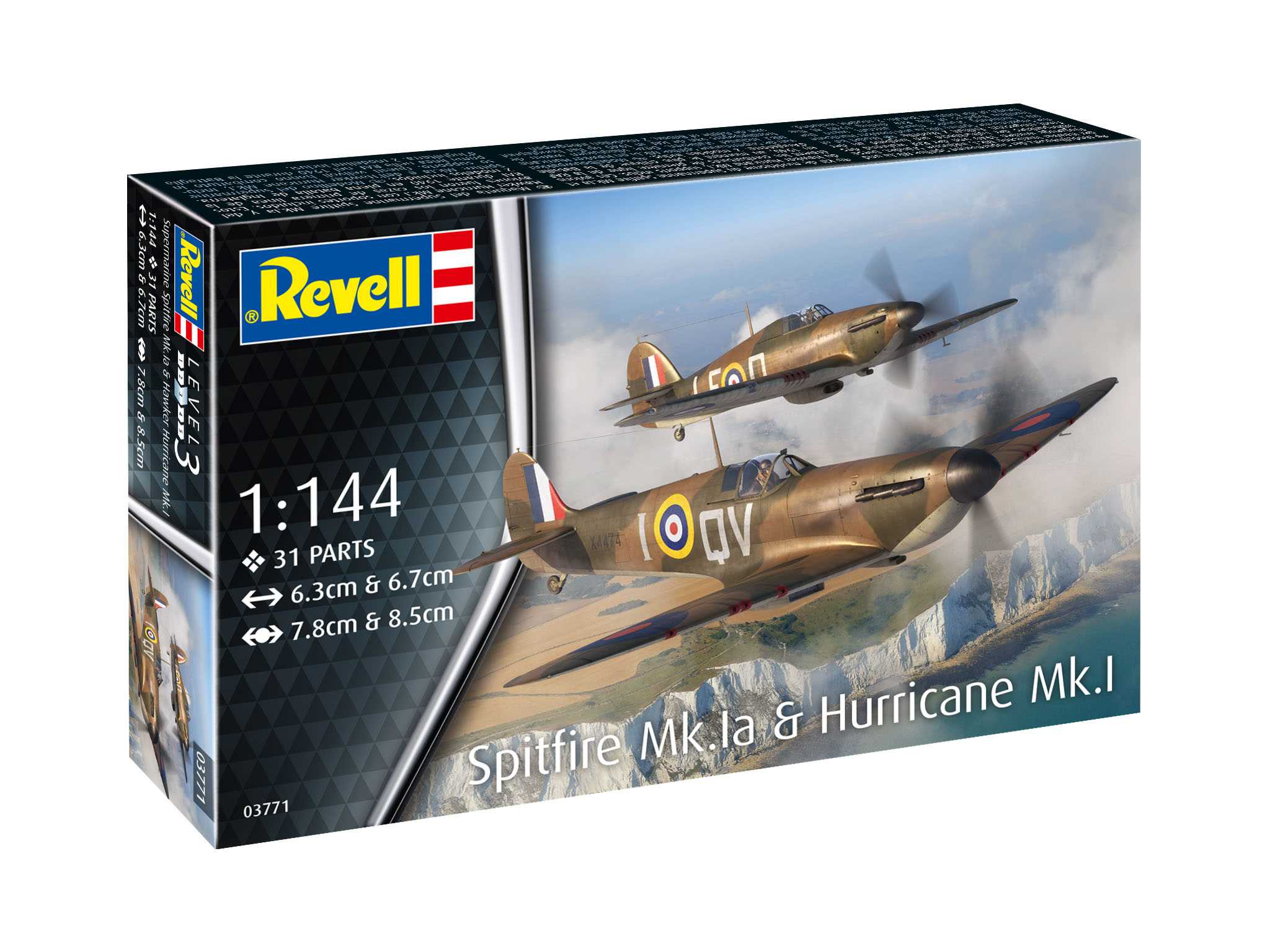 Fotografie Plastic ModelKit letadlo 03771 - Supermarine Spitfire Mk.Ia & Hawker Hurricane Mk.I (1:144)