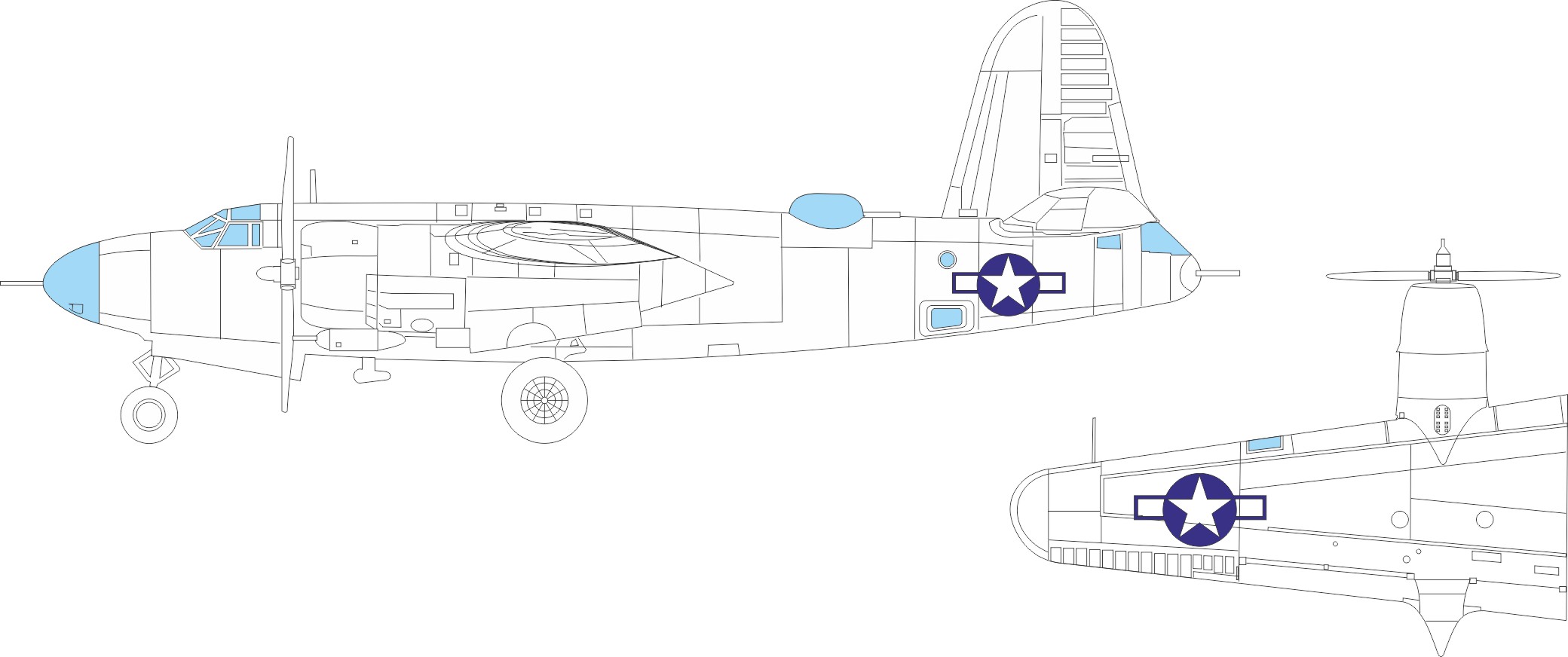 Fotografie 1/48 B-26G Marauder US national insignia (ICM)