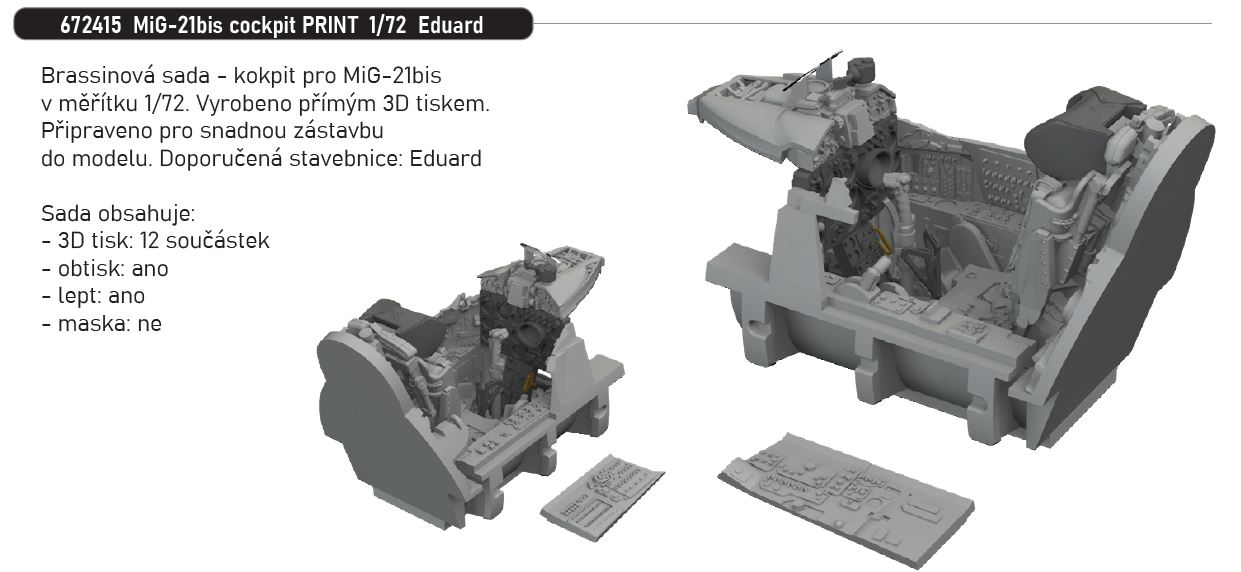 Fotografie 1/72 MiG-21bis cockpit PRINT (EDUARD)