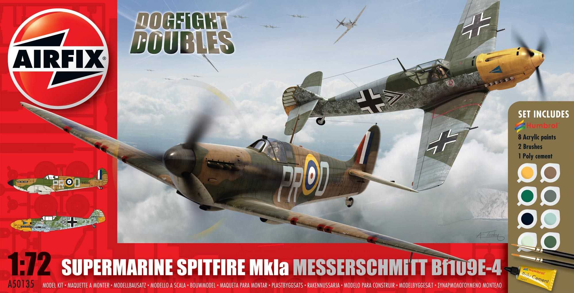 Gift Set letadlo A50135 - Supermarine Spitfire Mk1a Messerschmitt BF109E-4 (1:72)