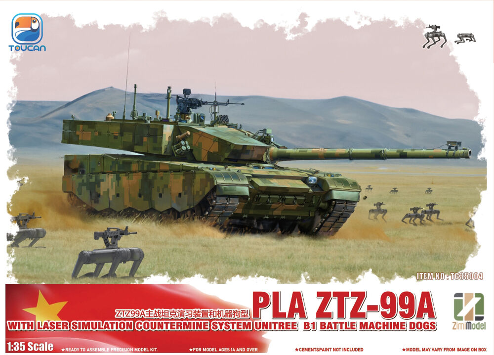 1/35 ZTZ-99A MBT (WITH LASER SIMULATION COUNTERMINE SYSTEM UNITREE BI BATLE MACHINE DOGS)