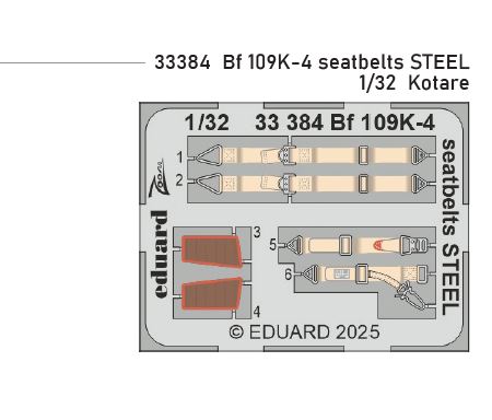 Fotografie 1/32 Bf 109K-4 seatbelts STEEL (KOTARE)