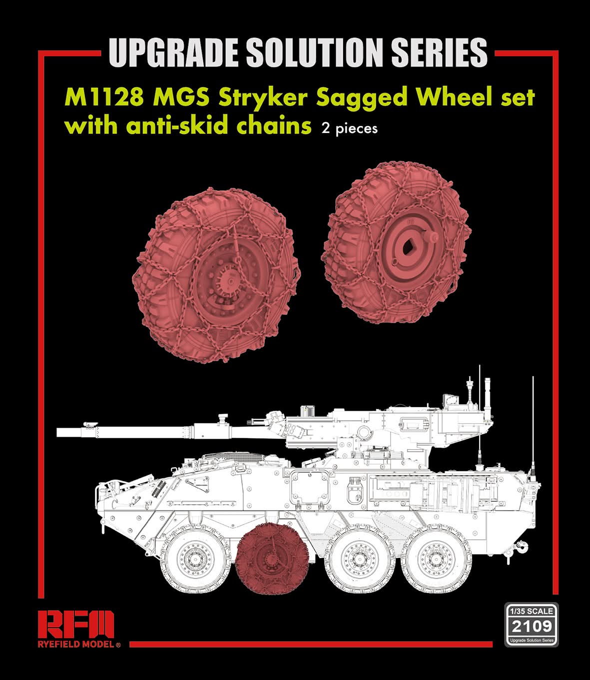 1/35 M1128 MGS Stryker Sagg.Wheel set w/anti-skid chain (2 kusy)