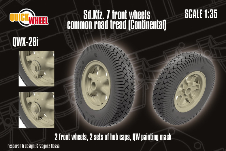 1/35 Sd.Kfz. 7 - Front Wheels Common Road Tread (Continental) + mask