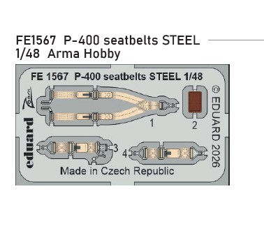 Fotografie 1/48 P-400 seatbelts STEEL (ARMA HOBBY)