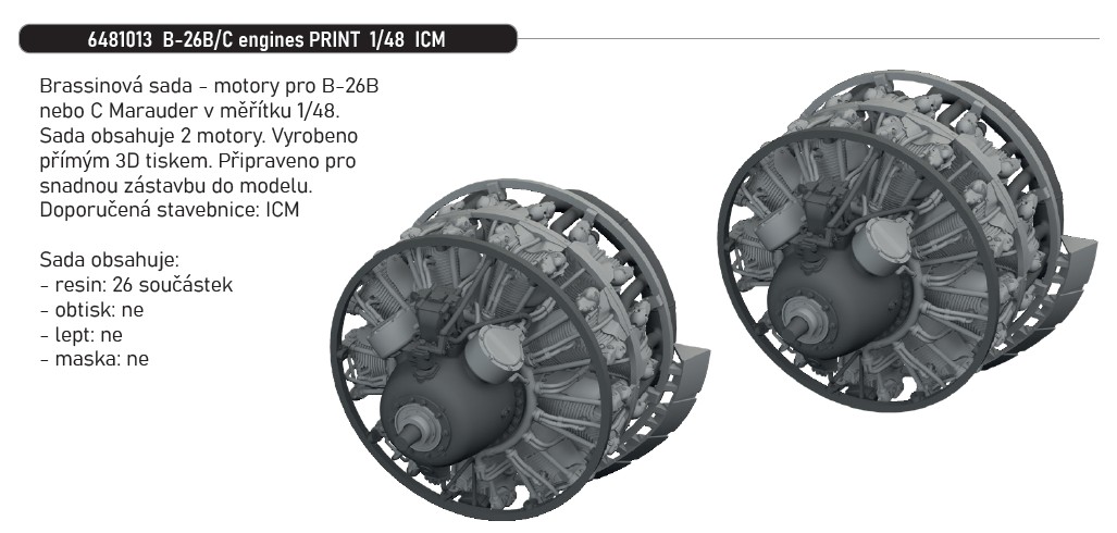 Fotografie 1/48 B-26B/C engines PRINT (ICM)