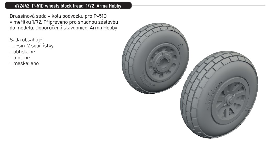 Fotografie 1/72 P-51D wheels block tread (ARMA HOBBY)