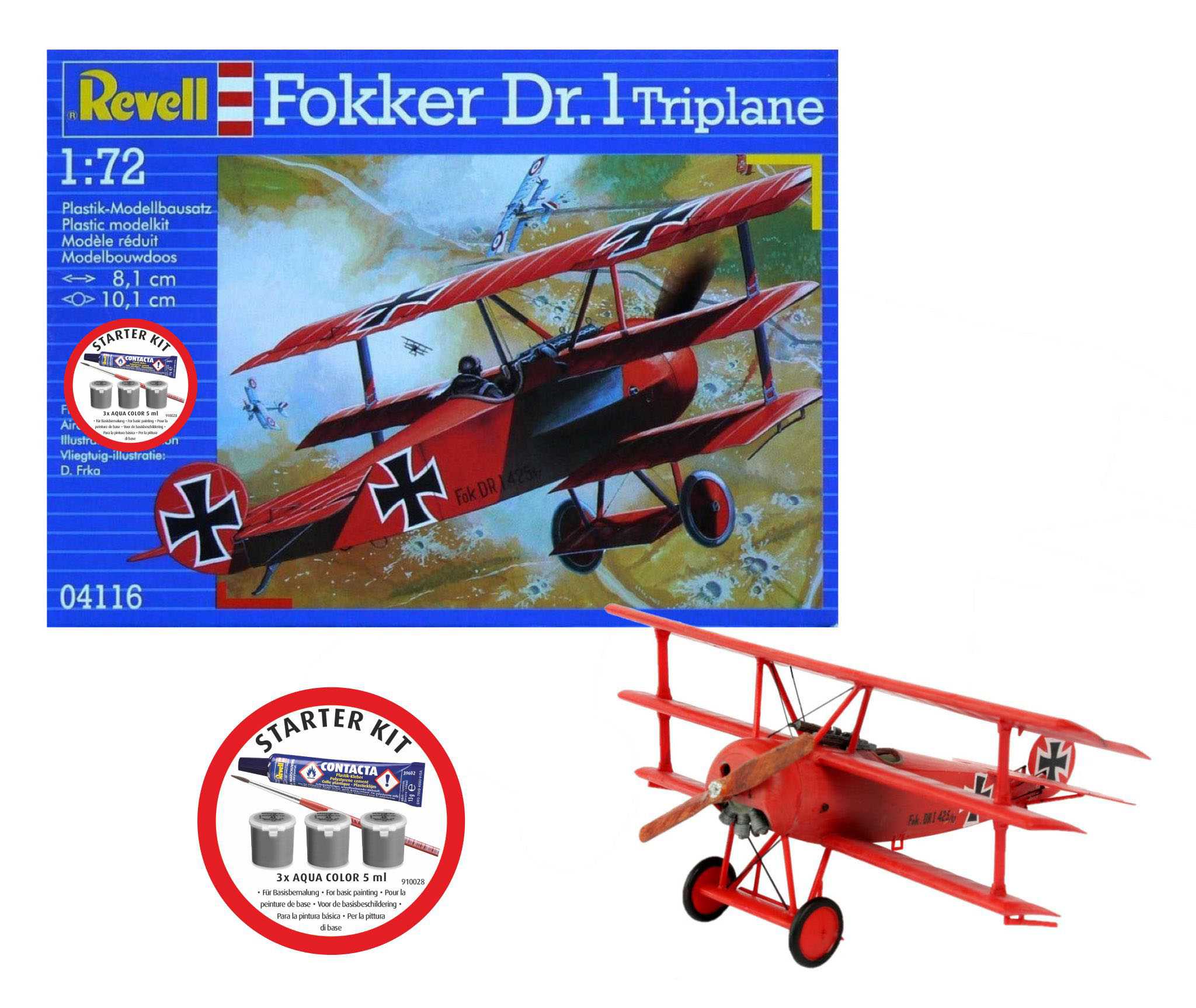 Fotografie Starter Kit letadlo 74116 - Fokker DR.1 Triplane (1:72)