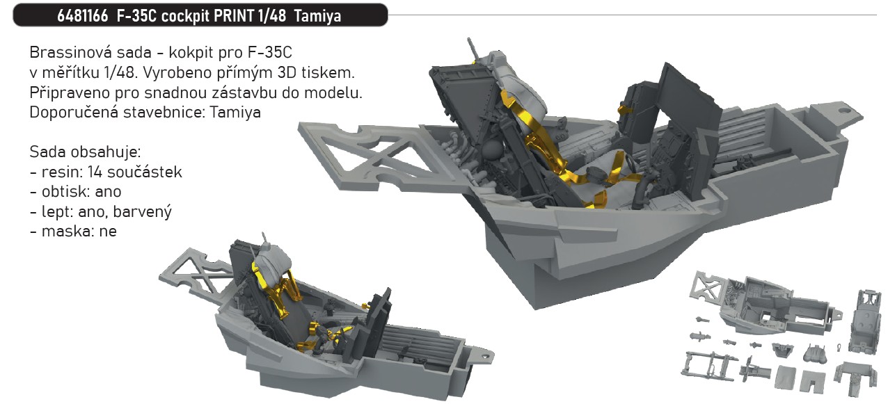 Fotografie 1/48 F-35C cockpit PRINT (TAMIYA)