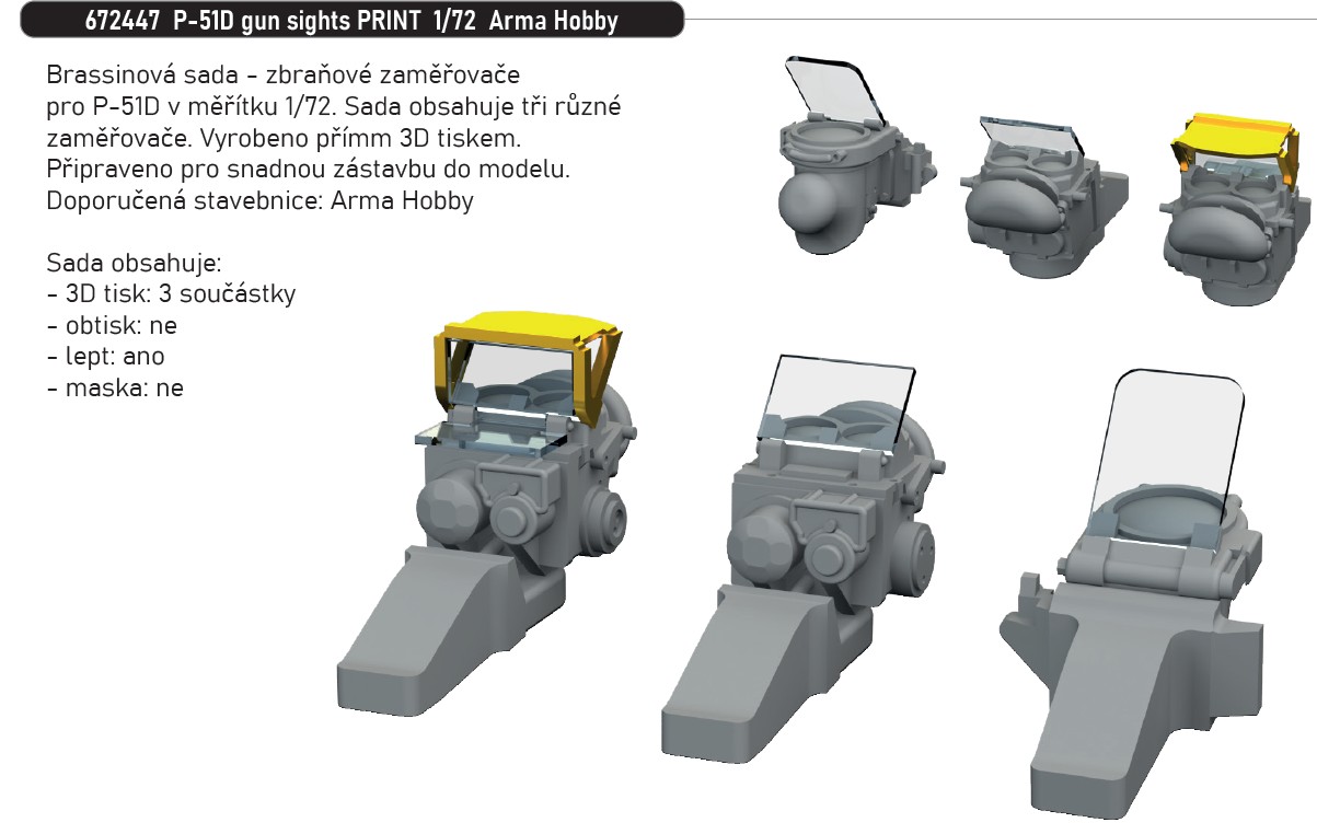 Fotografie 1/72 P-51D gun sights PRINT (ARMA HOBBY)
