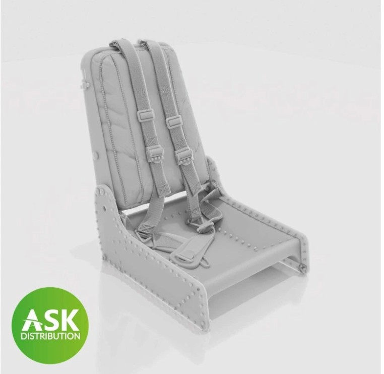Fotografie 1/32 Messerschmitt P.1101 Seat (Me 262 type) with Seat belts - 3D print for Das Werk kit