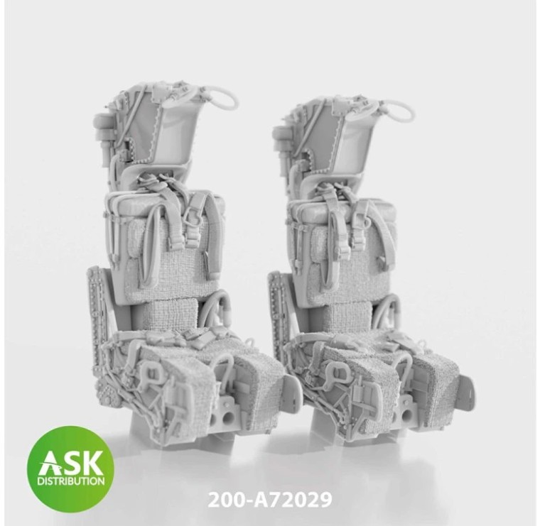 1/72 GRU7A ejection seat with seat belts 2 pcs, rec. for F-14A/B late - 3D print for GWH