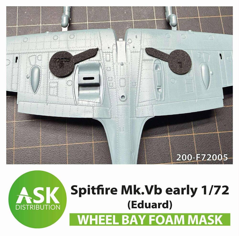 Fotografie 1/72 Spitfire Mk.Vb wheel bay FOAM flexibel mask for Eduard