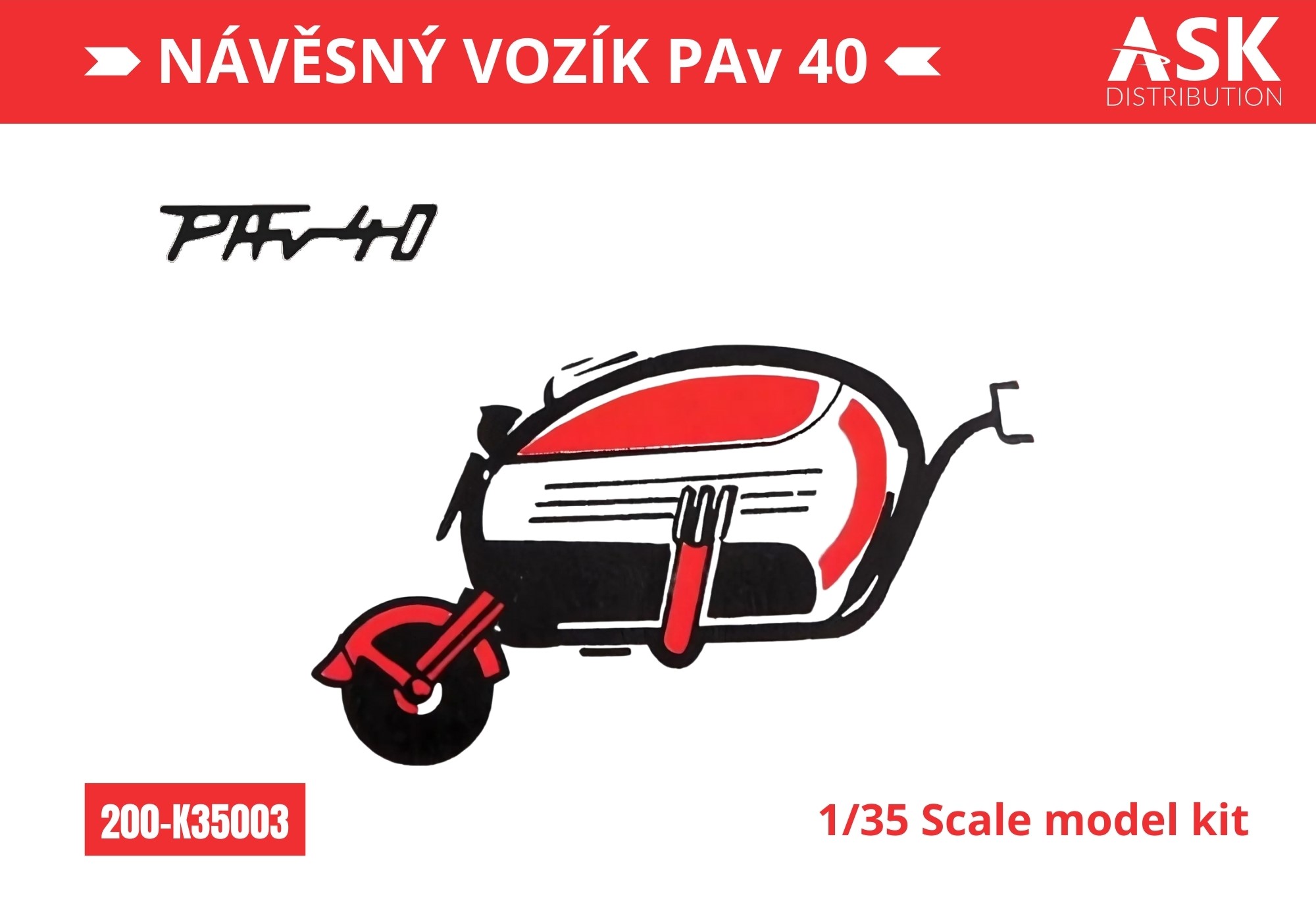 1/35 Návěsný vozík PAv 40 (trailer) recommended for the Velorex kit