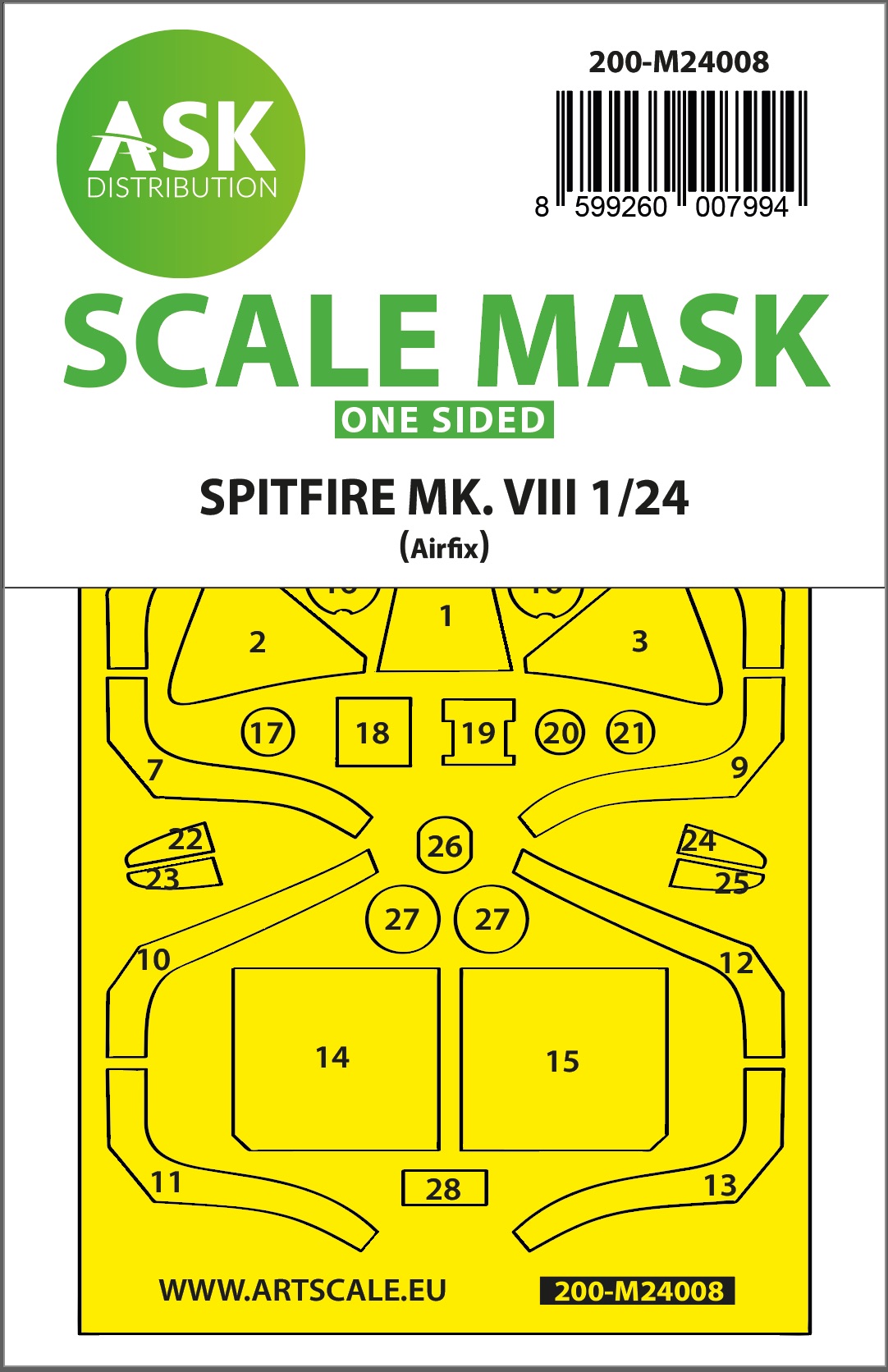 Fotografie 1/24 Spitfire Mk.VIII one-sided express fit masks for Airfix