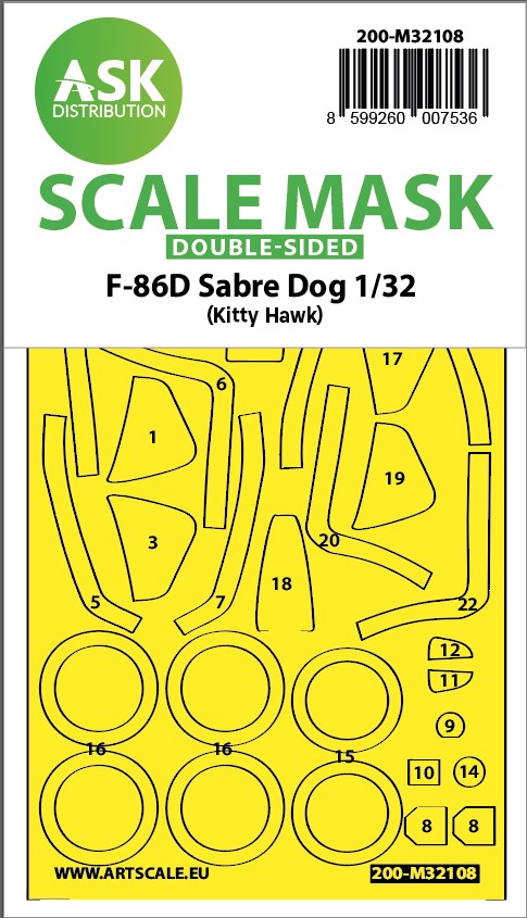 Fotografie 1/32 F-86D Sabre Dog double-sided express fit mask for Kitty Hawk