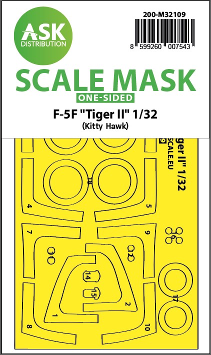 Fotografie 1/32 F-5F Tiger II one-sided express fit mask for Kitty Hawk