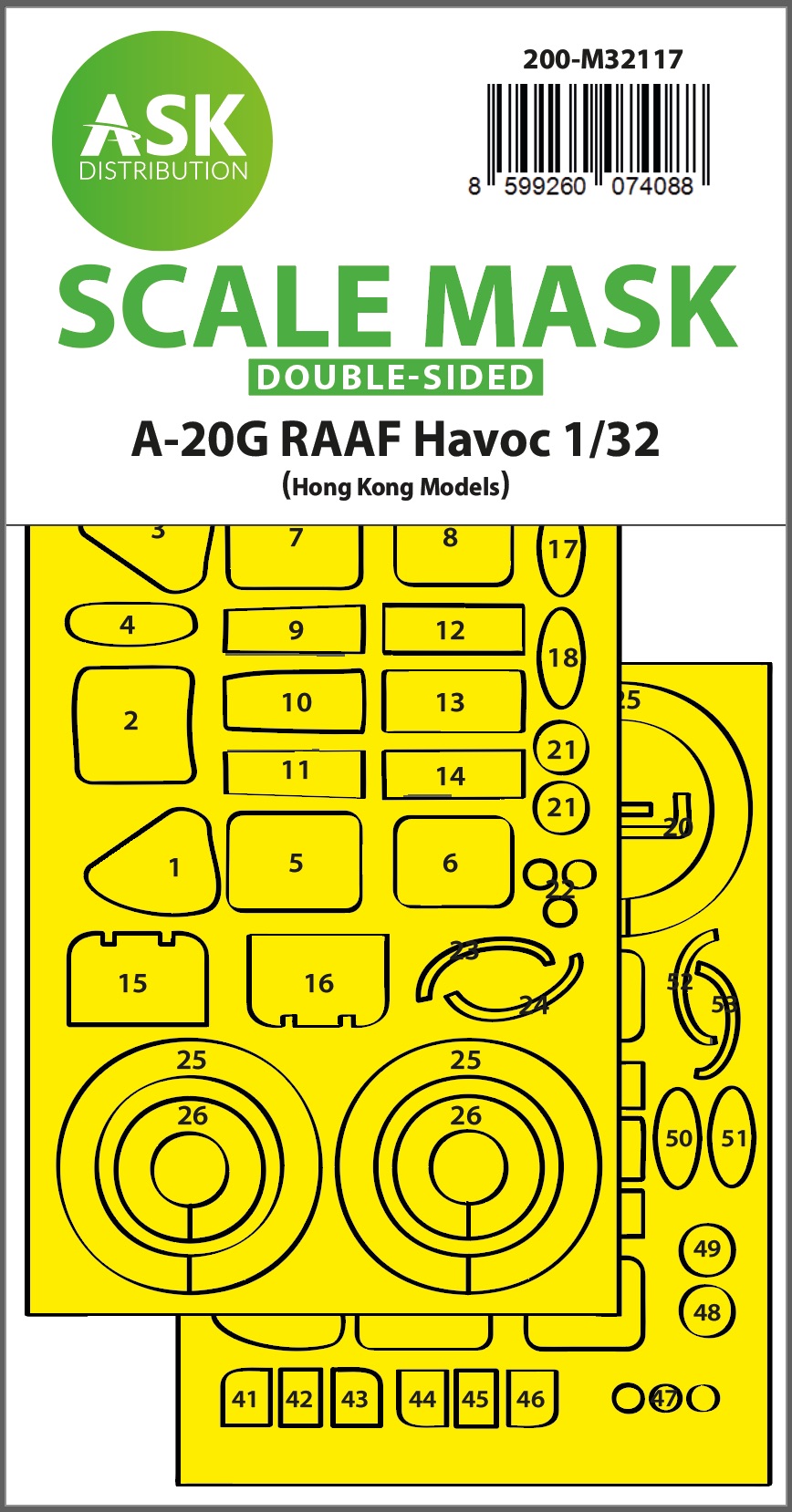 Fotografie 1/32 A-20G RAAF Havoc double-sided express fit mask for HK Models