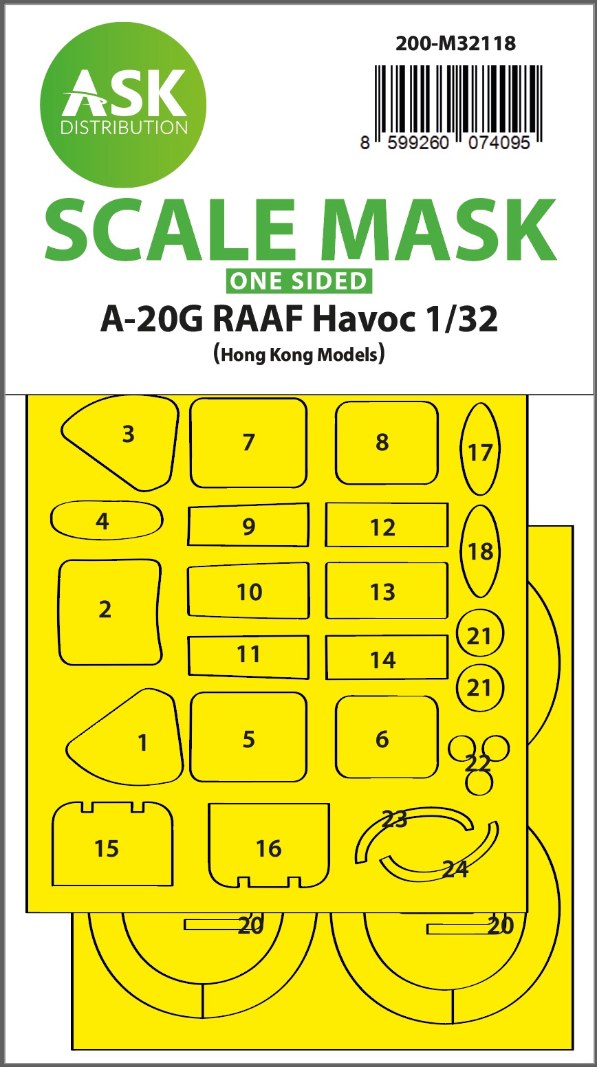 Fotografie 1/32 A-20G RAAF Havoc one-sided express fit mask for HK Models