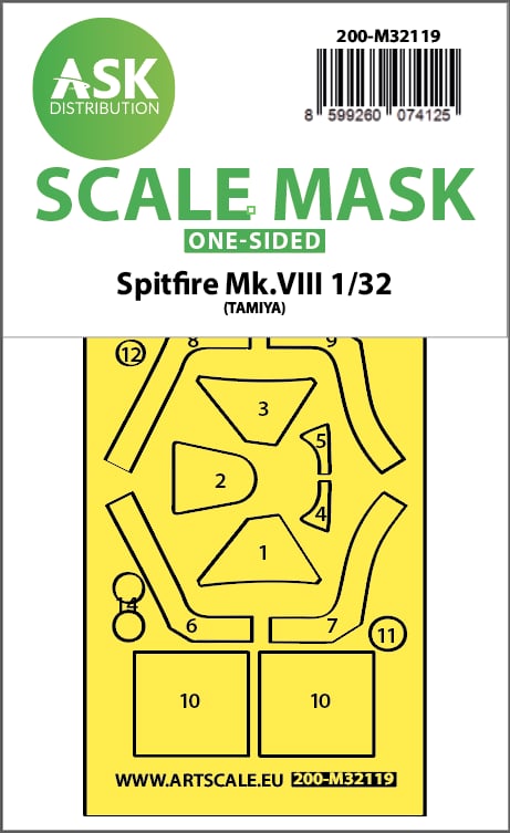Fotografie 1/32 Spitfire Mk.VIII one-sided express fit mask for Tamiya