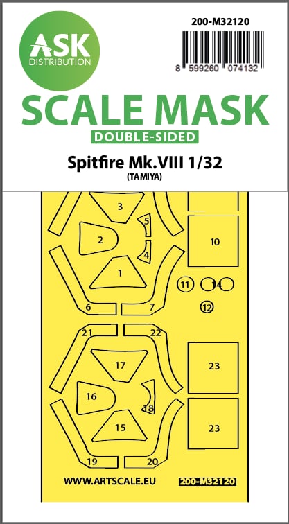 Fotografie 1/32 Spitfire Mk.VIII double-sided express fit mask for Tamiya