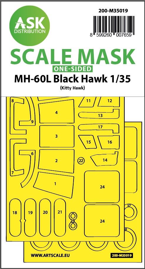 Fotografie 1/35 MH-60L Black Hawk one-sided express fit painting mask for Kitty Hawk
