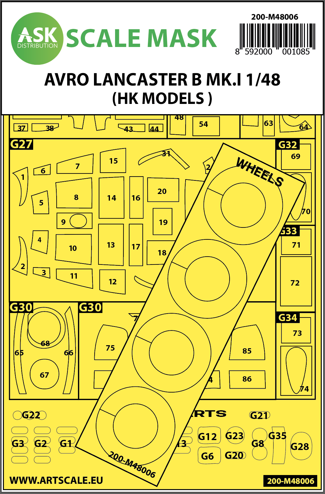 Fotografie 1/48 Avro Lancaster Mk.I B outside painting mask for HK Models