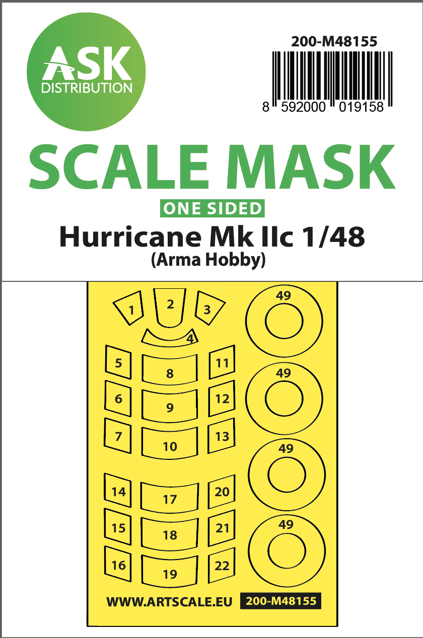 Fotografie 1/48 Hawker Hurricane Mk.II one-sided express mask for Arma Hobby