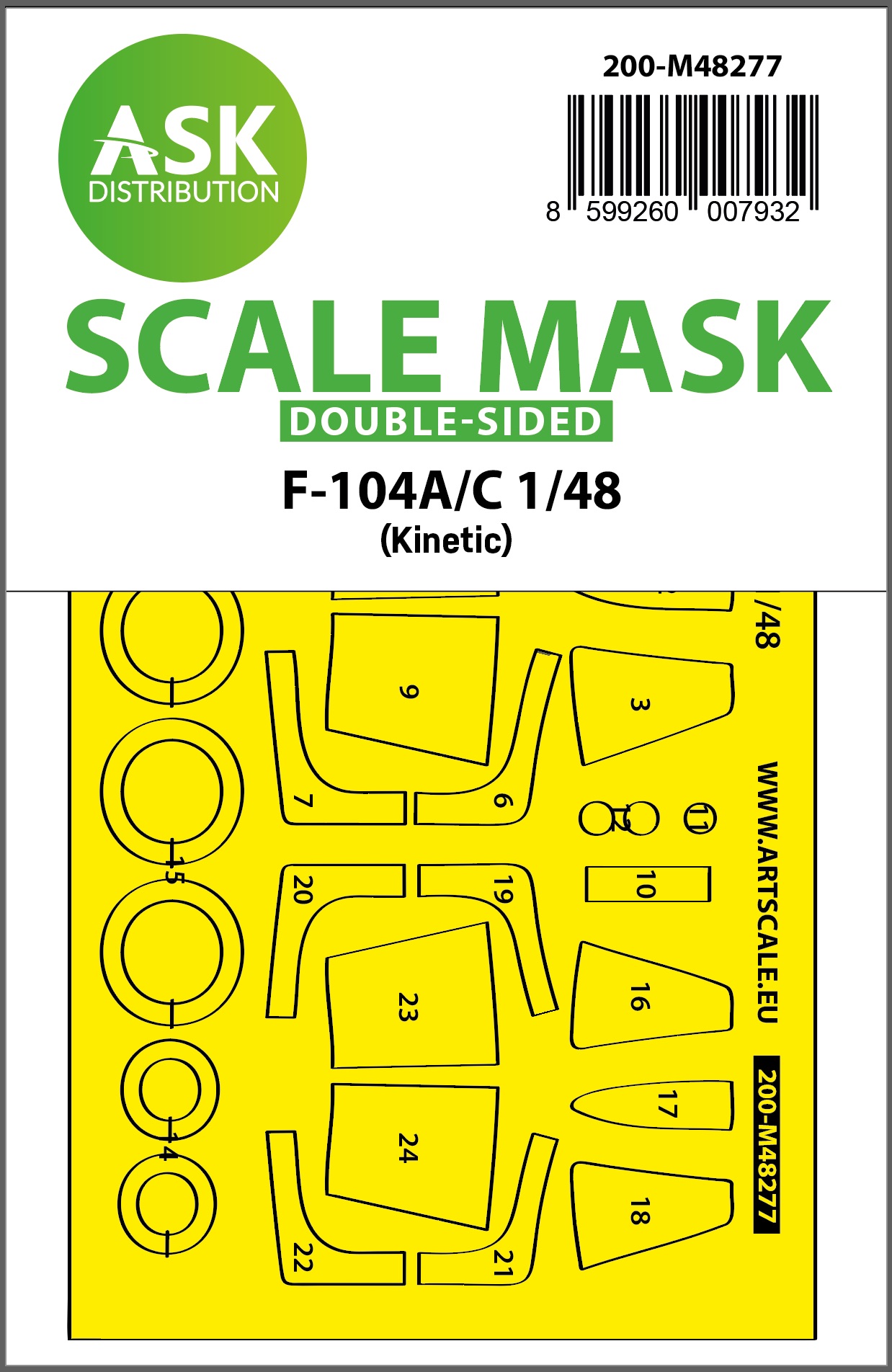 Fotografie 1/48 F-104A/C double-sided express fit mask for Kinetic