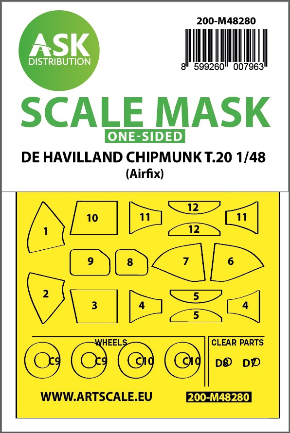 Fotografie 1/48 De Havilland Chipmunk T.20 one-sided express fit mask for Airfix