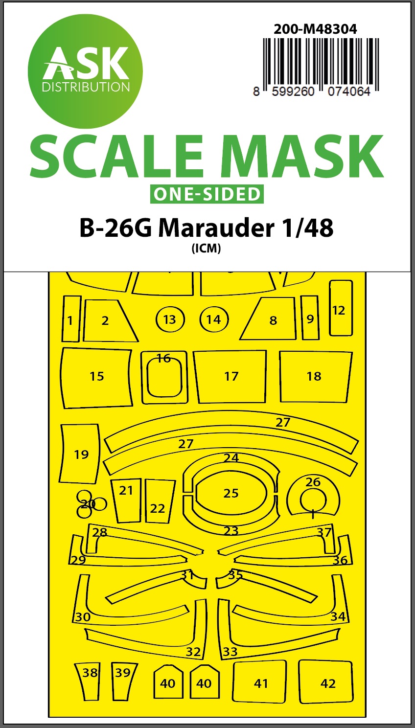 Fotografie 1/48 B-26G Marauder one-sided express fit mask for ICM