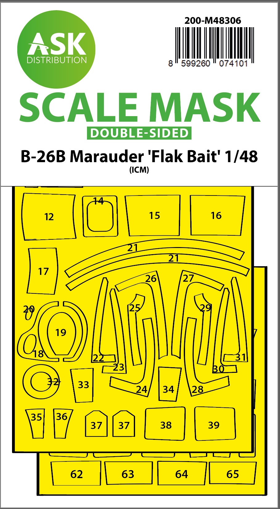 Fotografie 1/48 B-26B Marauder "Flak Bait" double-sided express fit mask for ICM