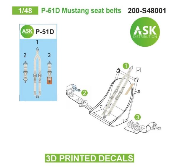 Fotografie 1/48 P-51D Mustang seat belts - 3D printed decals by ASK