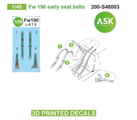 Fotografie 1/48 Fw 190 early seat belts - 3D printed decals by ASK