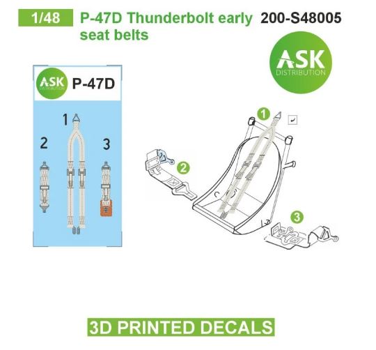Fotografie 1/48 P-47D Thunderbolt early seat belts - 3D printed decals by ASK