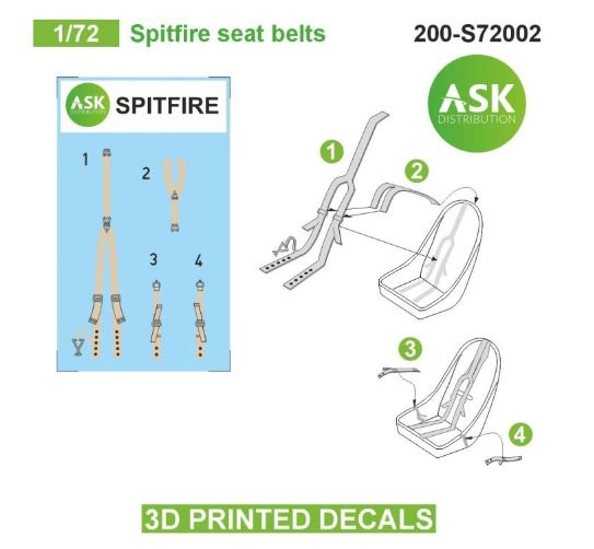 Fotografie 1/72 Spitfire seat belts - 3D printed decals by ASK