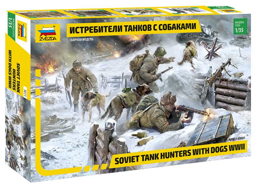 Fotografie Model Kit figurky 3611 - Soviet Tank Hunters with dogs (1:35)