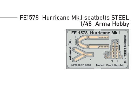 Fotografie 1/48 Hurricane Mk.I seatbelts STEEL (ARMA HOBBY)
