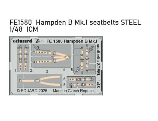 Fotografie 1/48 Hampden B Mk.I seatbelts STEEL (ICM)
