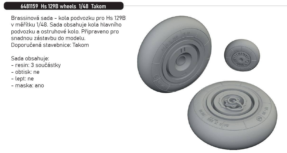 Fotografie 1/48 Hs 129B wheels (TAKOM)