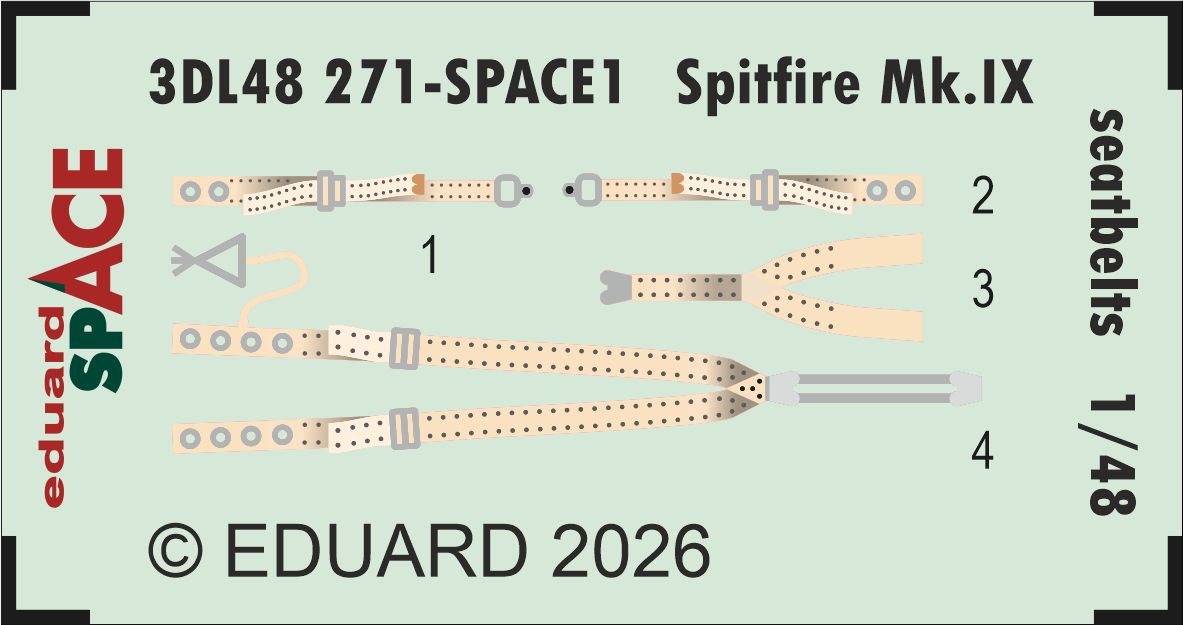 Fotografie 1/48 Spitfire Mk.IX seatbelts SPACE