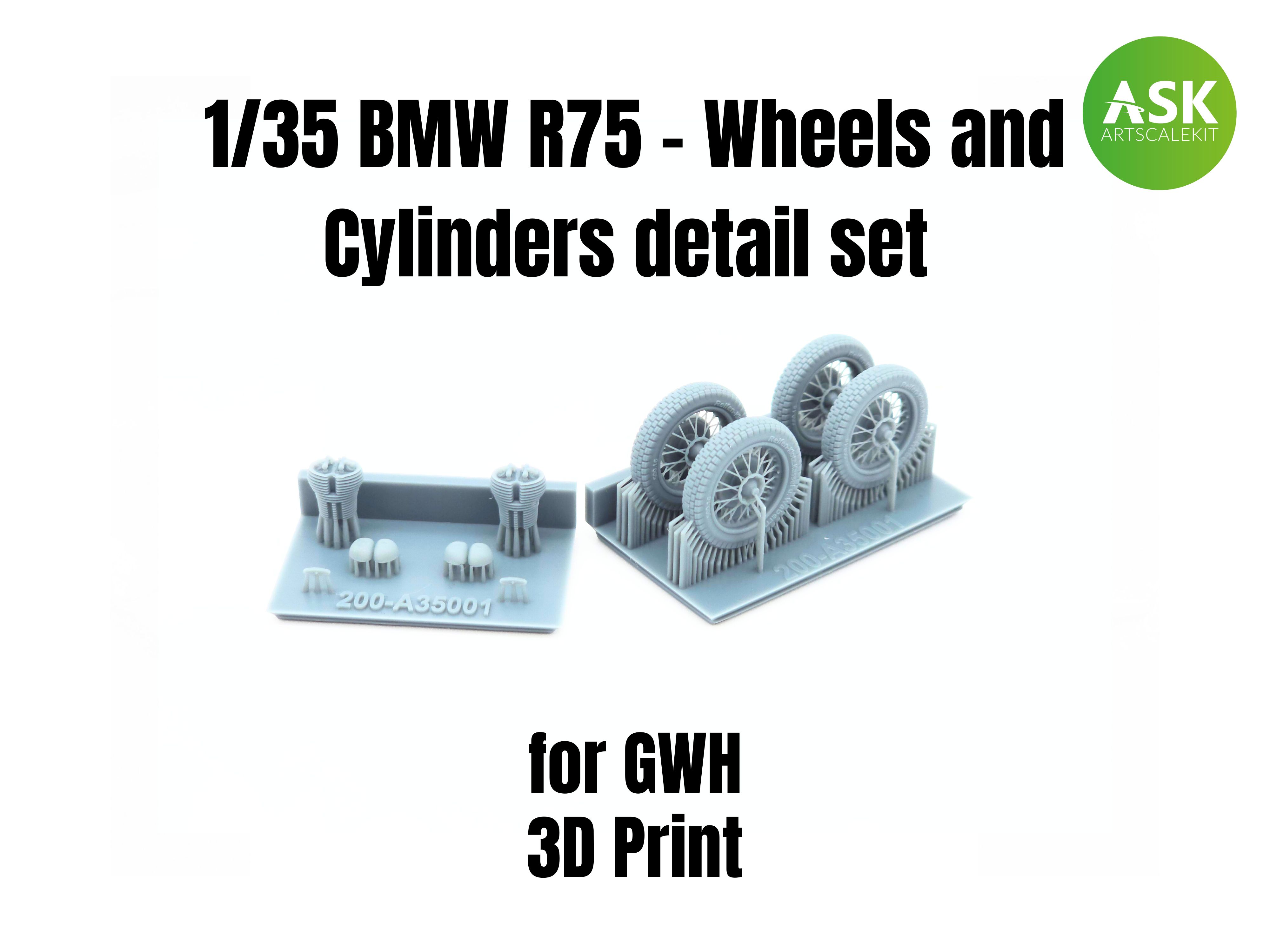 Fotografie 1/35 BMW R75 - Wheels and Cylinders detail set recommended for GWH