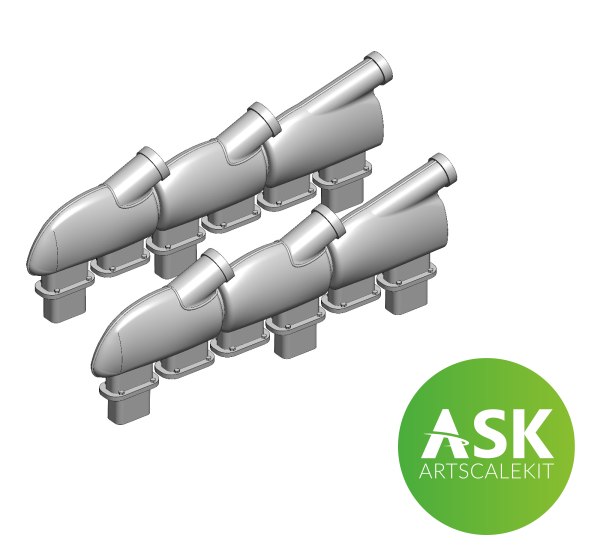 Fotografie 1/72 Spitfire Mk.Vb Exhausts round type - for Eduard, ASK 3D printing, cat.no. 200-A72034