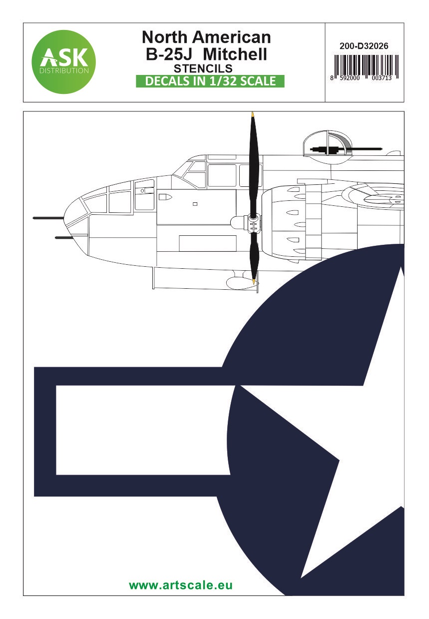 1/32 N.A. B-25J Mitchell stencils