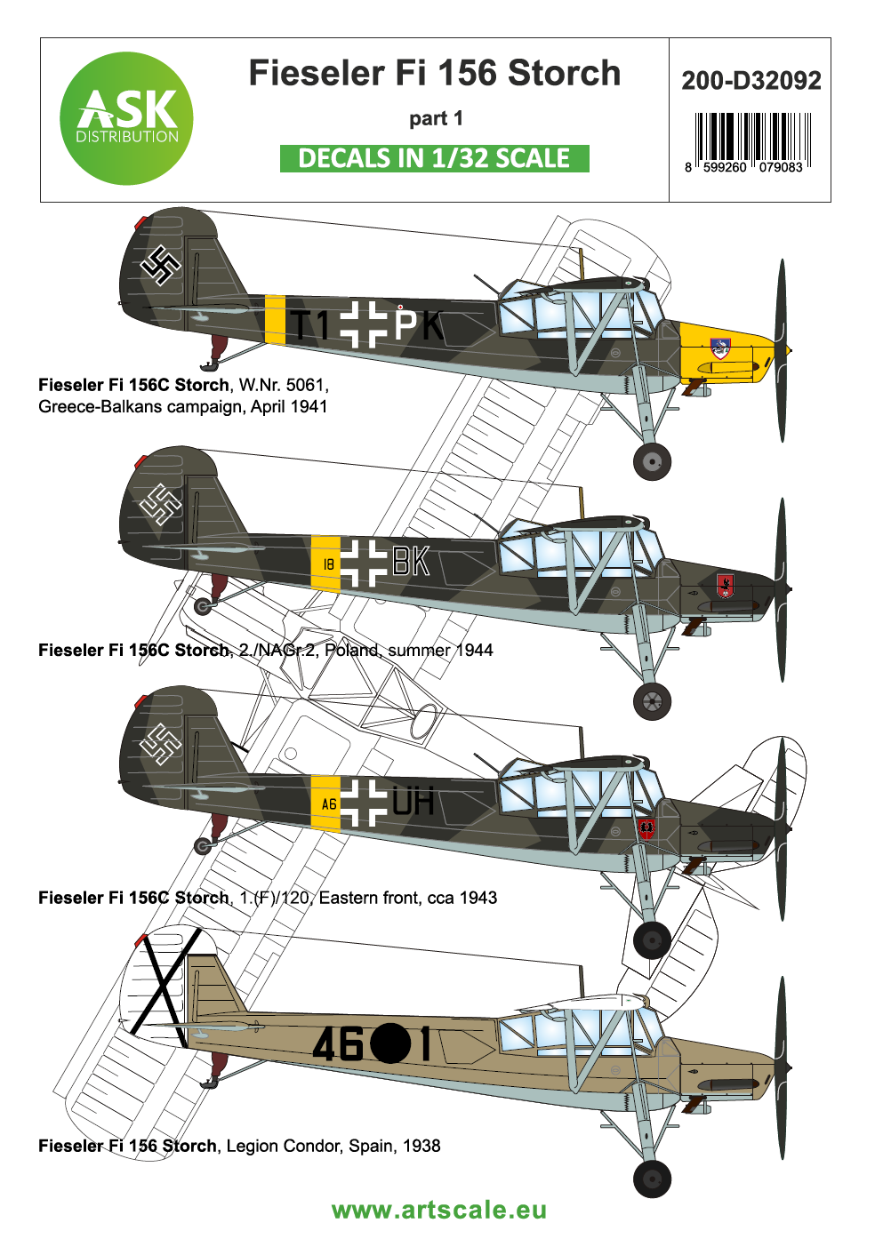 Fotografie 1/32 Fieseler Fi 156C Storch part 1 - Legion Condor, over Balkan and East Front