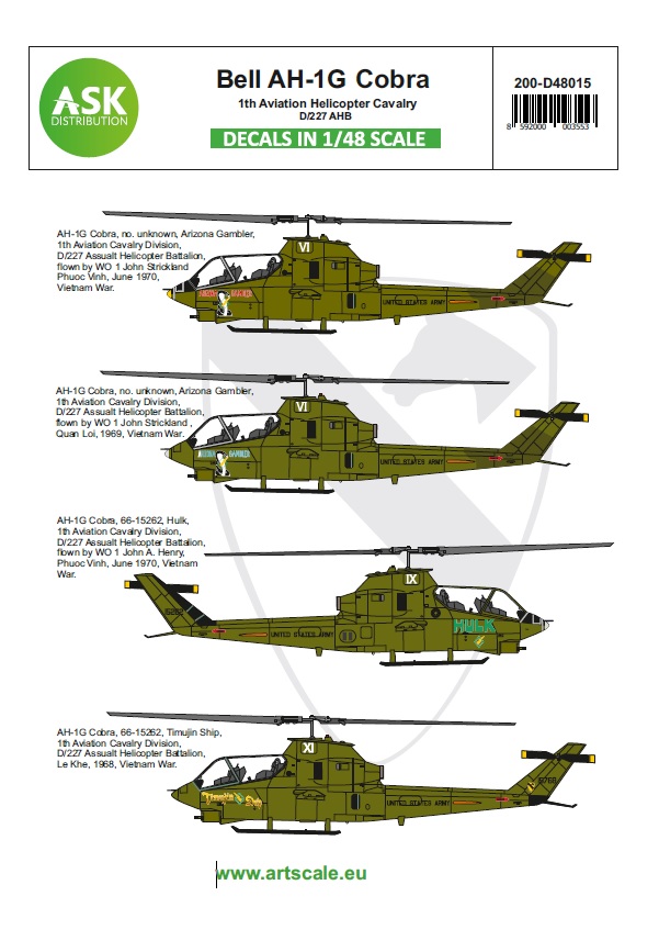Fotografie 1/48 Bell AH-1G Cobra 1th Aviation Helicopter Cavalery D/227 AHB part 1