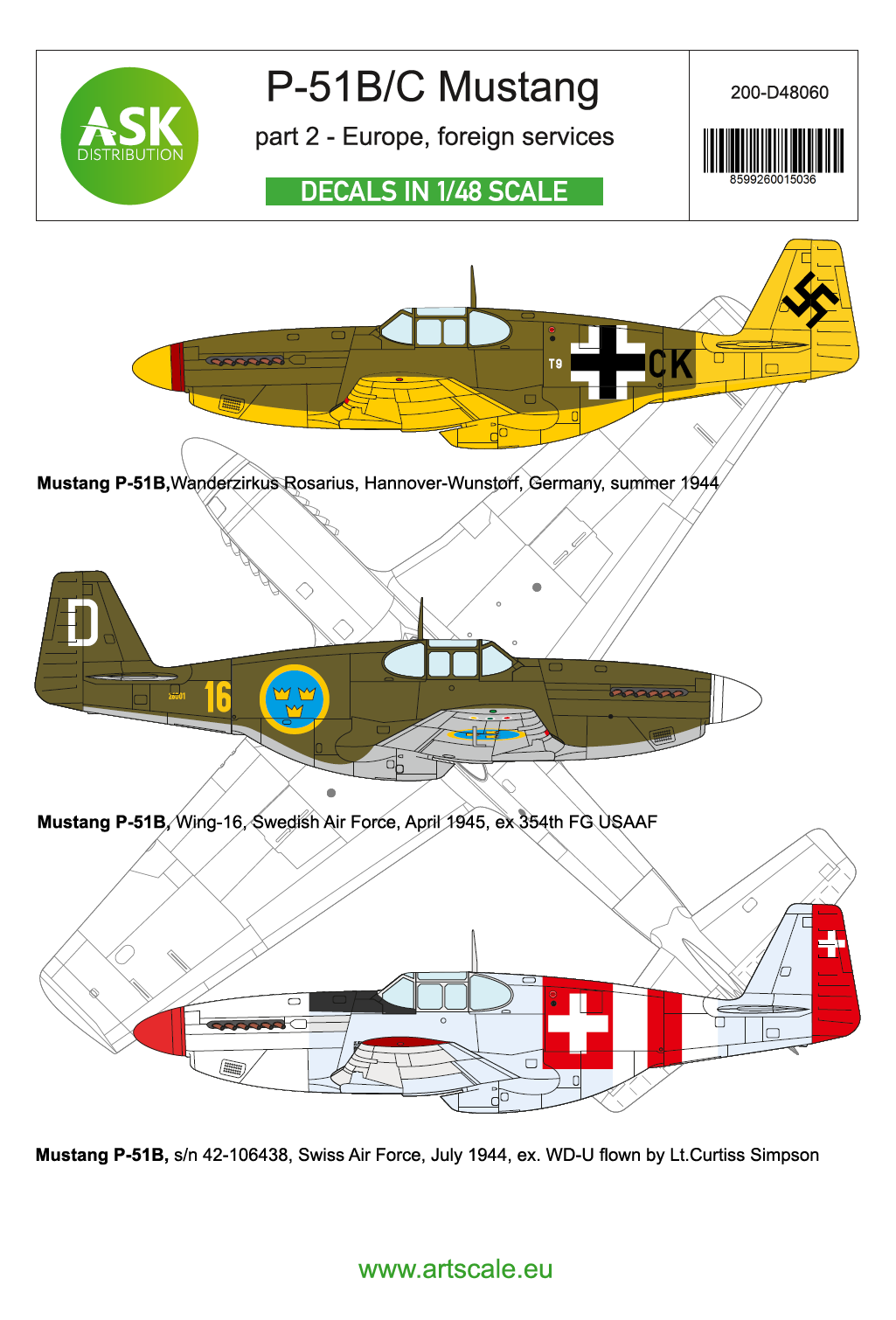 1/48 P-51B/C Mustangs part 2 - Over Europe in foreign services