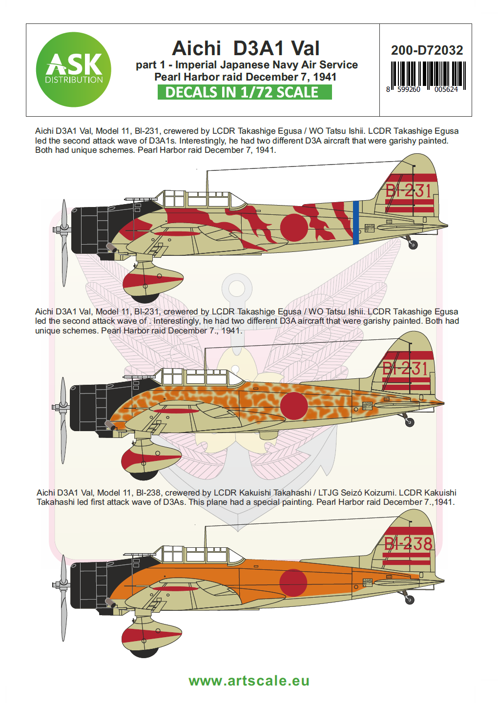 Fotografie 1/72 Aichi D3A1 Val part 1 - Pearl harbor raid, 7. December 1941