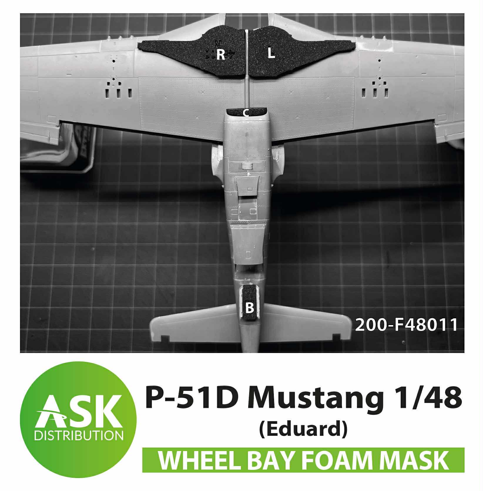 Fotografie 1/48 P-51D Mustang FOAM flexibel wheel bay mask for Eduard