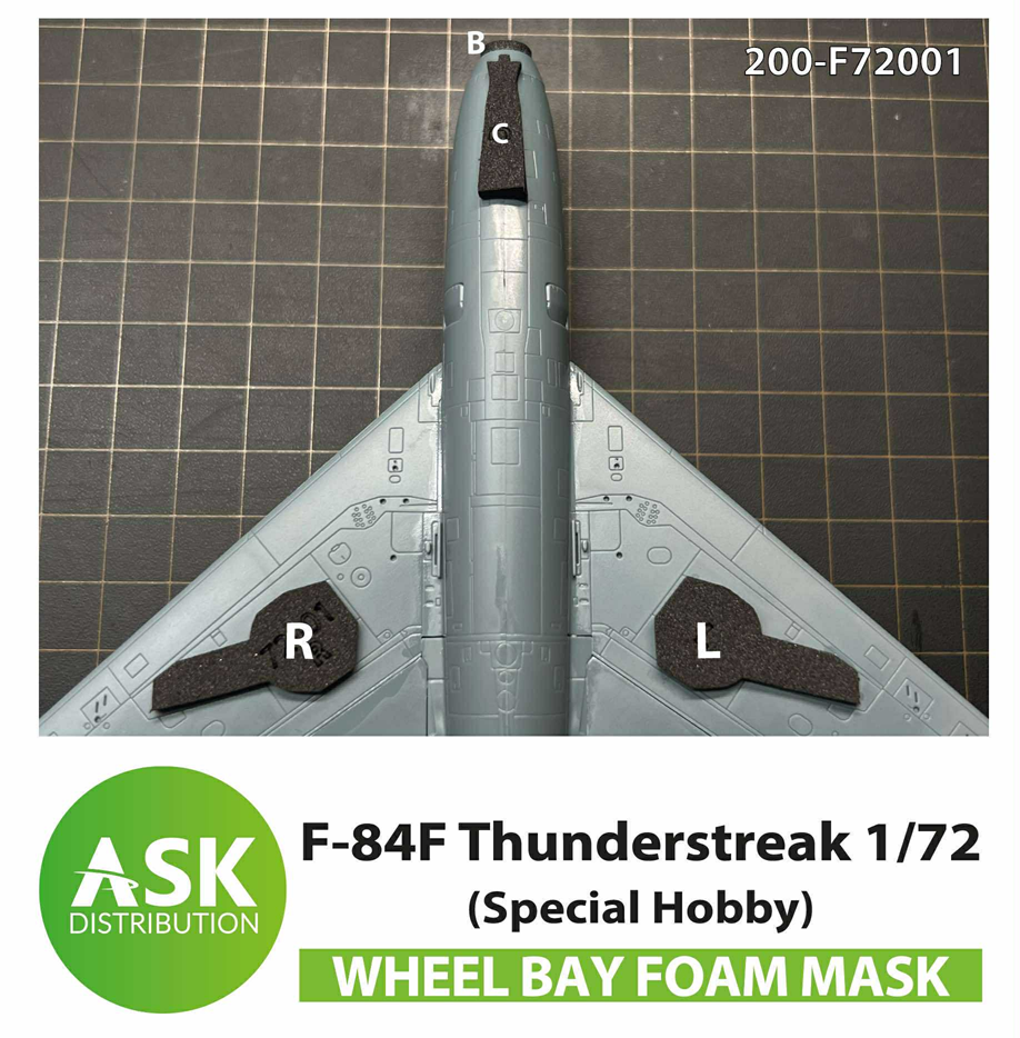 Fotografie 1/72 F-84F Thunderstreak wheel bay FOAM flexibel mask for Special Hobby